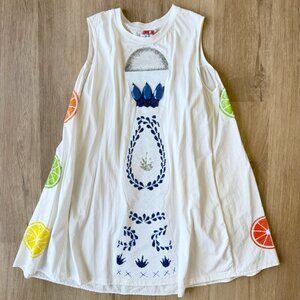 QUEEN of SPARKLES Lime and Tequila Sequin White Tank Dress LARGE